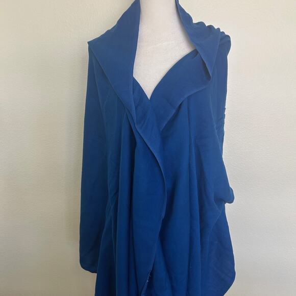 Shawl Wrap Blue Scarf Tassel Hem OS - Picture 3 of 5